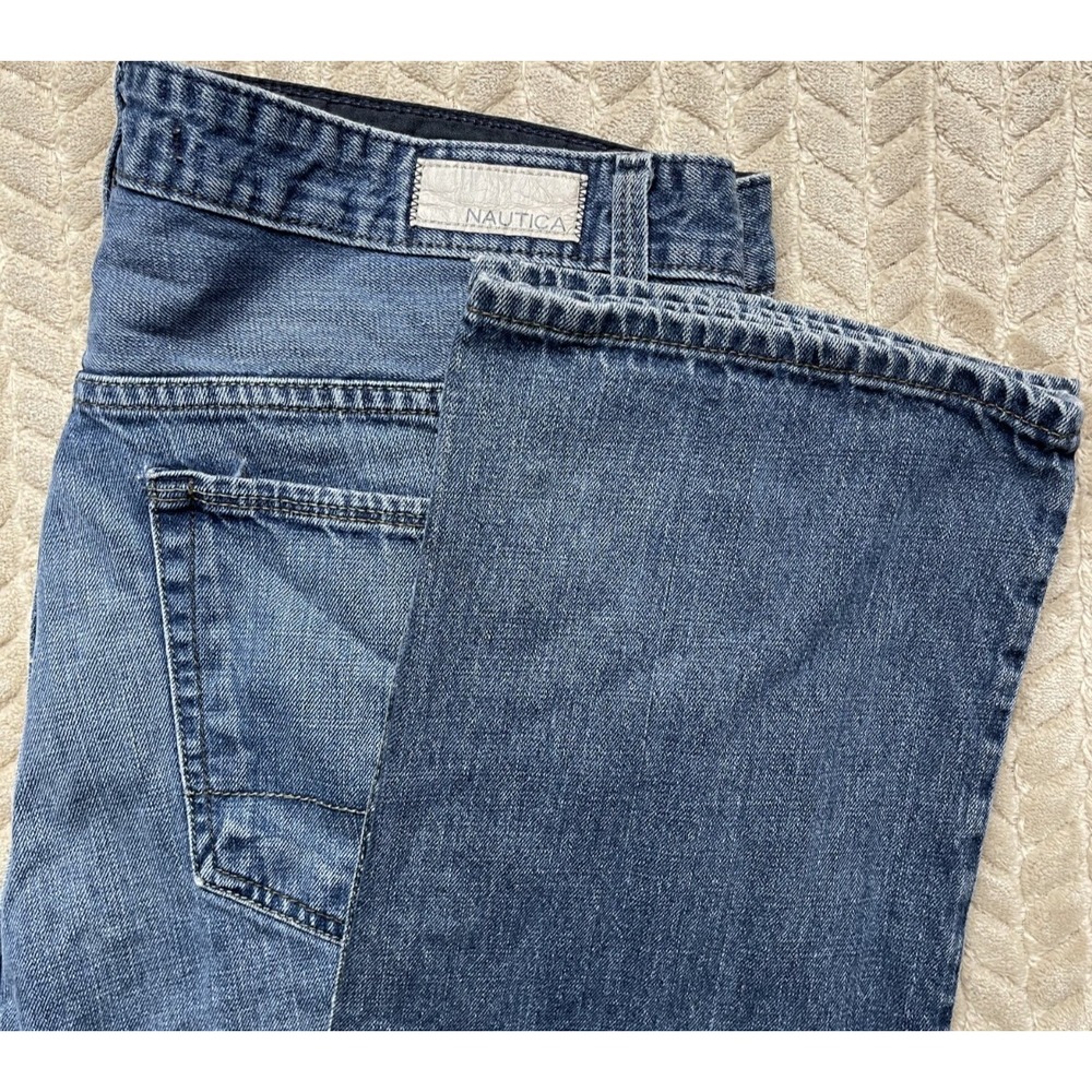 NAUTICA Mens 36x32 Straight‎ Fit Blue Jeans